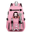 Mochila Escolar Feminina do Anime Demon Slayer Nezuko - Com Entrada de Fone de Ouvido e USB