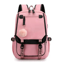 Mochila Escolar Feminina Impermeável com Porta de Usb Externa
