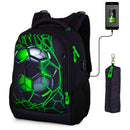 Mochila Escolar Infantil Bola de Futebol 3D + Estojo de Brinde