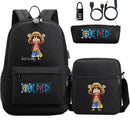 Mochila Escolar Infantil One Piece com Lancheira e Estojo Kit 3 Peças