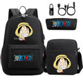 Mochila Escolar Infantil One Piece com Lancheira e Estojo Kit 3 Peças