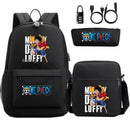 Mochila Escolar Infantil One Piece com Lancheira e Estojo Kit 3 Peças