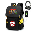 Mochila Escolar Roblox com Entrada de Fones de Ouvido e USB