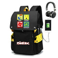 Mochila Escolar Roblox com Entrada de Fones de Ouvido e USB