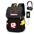 Mochila Escolar Roblox com Entrada de Fones de Ouvido e USB
