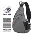 Mochila Transversal Versátil Masculina - Impermeável e com Entrada USB