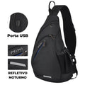 Mochila Transversal Versátil Masculina - Impermeável e com Entrada USB