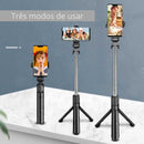 Bastão para Selfie com Tripé Portátil, Luz integrada e Controle Remoto Bluetooth